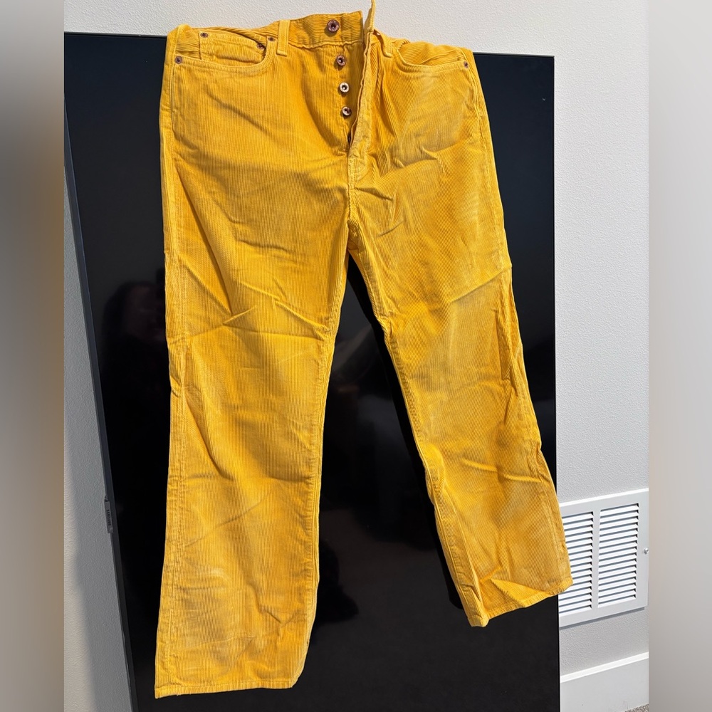Women's Cropped Corduroy Pants in Mustard Yellow